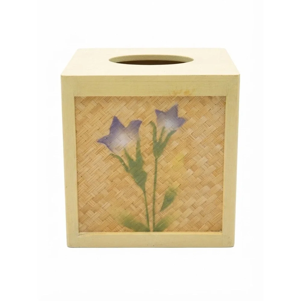 Croscill La Jolla Tissue Dispenser Vintage Woven Wood Square Tissue Box Cover